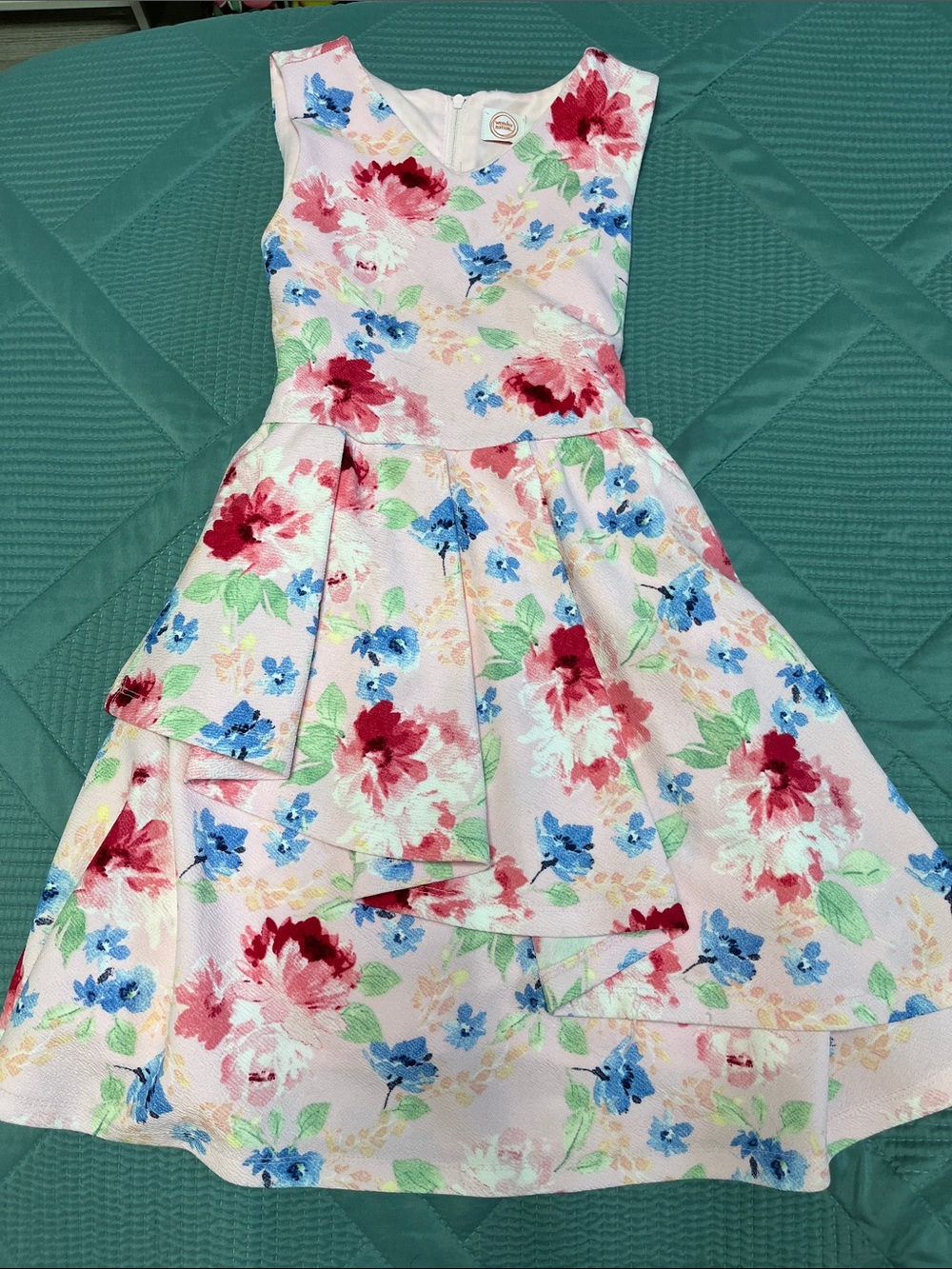 Floral Sleeveless Fit-and-Flare Kids Dress in Pink and Red